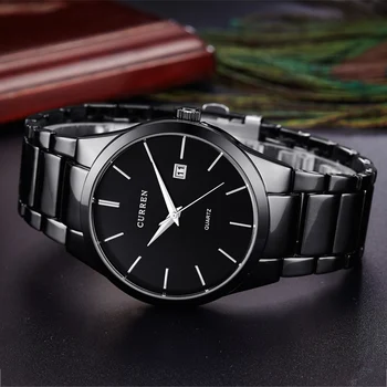 čierny Top Značky Curren Podnikania Muži Male Luxusné Hodinky Bežné Plnej ocele Kalendár náramkové hodinky quartz hodinky relogio masculino