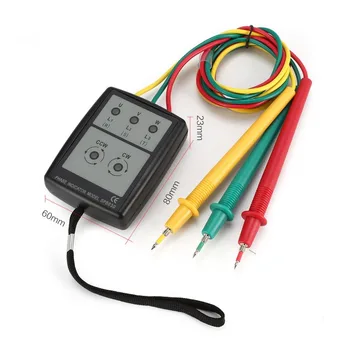 SP8030 3 Fáze Otáčania Tester Digitálny Indikátor Fázy Detektor LED Bzučiak Sled fáz Merač Napätia Tester 200V-480V AC