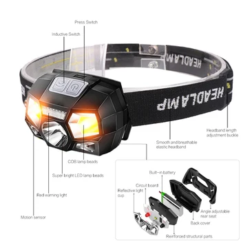 7000 Lumen najvýkonnejšie LED Svetlomet Snímač Pohybu Ultra Tvrdý Klobúk na Hlavu Lampy USB Nabíjateľné Vodotesný Blesk, Reflektor