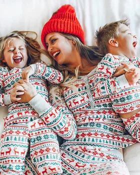 Rodina Vianoce Pyžamo 2020 Zodpovedajúce Matka, Dcéra, Šaty, Topy+Nohavice Dospelých, Deti, Dieťa, Rodina Zodpovedajúce Oblečenie Baby Romper