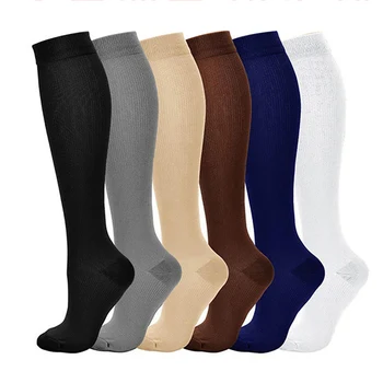 6 pair/súbor Nylon Anti-Únava Kolená Vysoké Kompresné Ponožky Teľa oporu Pančuchy S-XXL Pánske Dámske ponožky
