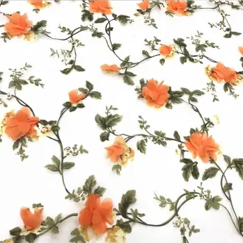 Šifón Organza Výšivky 3D Kvet Čipky Textílie 130 CM DIY Svadobné Šaty Letné Oblečenie Príslušenstvo