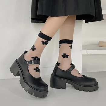Nízky podpätok topánky žien modely Mary Jane topánky dámske Japonský vysoké podpätky, topánky platformu harajuku vintage lolita topánky na podpätkoch