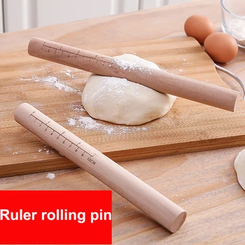 1PC Masívneho dreva koľajových pin cookie tortu roller s mierkou domácnosti knedľa wrapper stick malé pečené knedľa Pečenie náradie