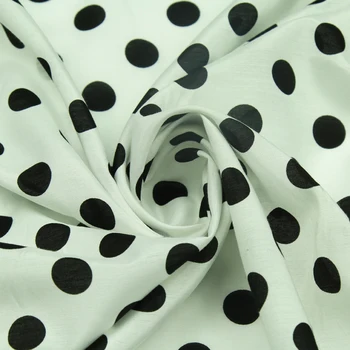 Black polka dot tlačiť na biele dno hodvábu a bavlny, zmesových tkanín,SCT574