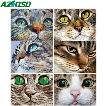 AZQSD Diamond Maľovanie Mačka Cross Stitch Plné Námestie/Kolo Vŕtačky Diamantové Výšivky Zvierat Mozaikové Kamienky Domova Darček