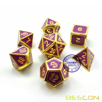 Bescon Deluxe Zlaté a modré Smalt Pevné Kovové Polyhedral Úlohu Hrá RPG Hra Kocky Súbor 7 pre Dungeons & Dragons