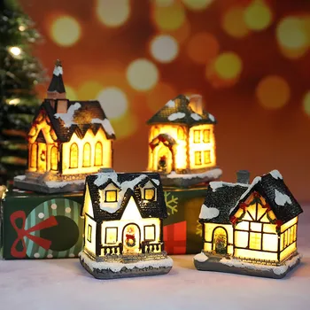 Vianočné Led osvetlenie Domu šťastné a Veselé Vianoce, Výzdoba Osvetlenie Miniatúrne Ozdoby Dediny Domy Vianočnými LED Svetlo Domu Dovolenku Dary