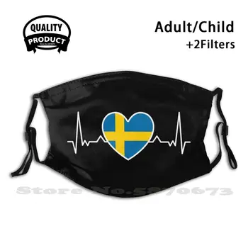 Švédsko Tep Vlajka Prázdninový Výlet Opakovane Úst Maska Umývateľný Filter Proti Prachu Pleťové Masky Švédsko Nápad Švédsky Škandinávie Elk