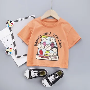 Batoľa, Dieťa, Dievča, Chlapec T Shirt Cartoon List Vytlačený Krátky Rukáv Ležérne Oblečenie Tee Topy Deti Deti Oblečenie