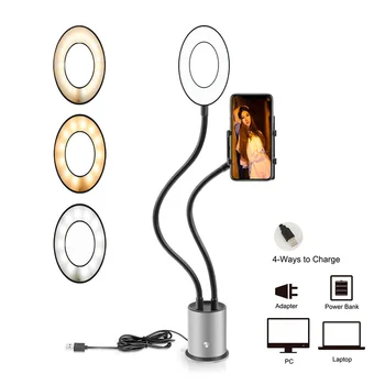 Univerzálny Selfie Krúžok Svetlo s Flexibilným Mobilný Telefón Majiteľa Lenivý Držiak Stolná Lampa LED Svetlo pre Živé vysielanie Úrad Kuchyňa