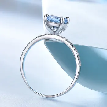 UMCHO Romantický Kolo Vytvorené Sky Blue Topaz 925 Sterling Silver Krúžky Kapely Svadobné Prstene Pre Ženy, Zásnubný Dar, Jemné Šperky