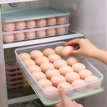 24 Mriežky Vajcia Držiak Praktický Plastový Zásobník na Vajcia Úložný Box Kontajner Organizátor Kontajner s Vekom pre Kuchyňa Chladnička Organizácie