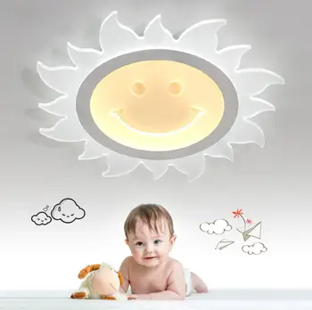 Ultra tenké l okrúhle led stropné svietidlo teplé detí spálňa lampa jednoduché moderné osobnosti slnko úsmev Stropné svietidlo