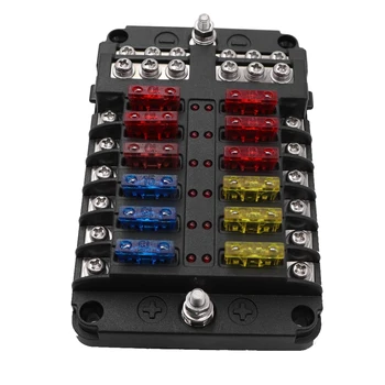 12V 32V Plastový Kryt Poistka Box Držiteľ M5 Stud S LED Indikátor 6 Spôsobov, 12 Spôsobov, ako Stierače na Auto, Auto, Loď, Námorné Trike