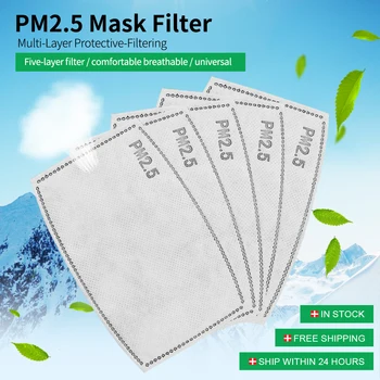 2-200PCS 5 Vrstiev Filtra Maska PM2.5 Proti Prachu Úst Tvár Masku uhlím PM25 Filtračný Papier Ochranných Pre Dospelých, Deti, Dieťa,