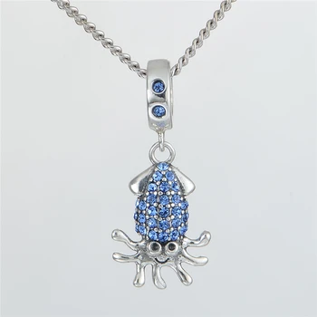 Európsky Štýl šperky chobotnice Dizajn S Krištáľovo Modré Smalt GW Módne Šperky S359H20