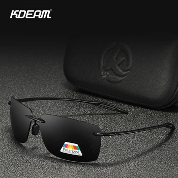 KDEAM bez obrúčok Obdĺžnik pánske slnečné Okuliare Polarizované Ultra-light TR90 Materiál Okuliare, Rám UV400 Športové Slnečné okuliare