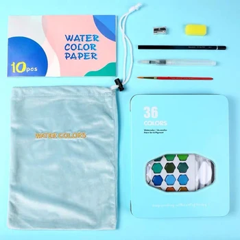 36 Farby Solid Akvarelových farieb Prenosný Box Ručne maľované Akvarel, Nastavený Pre Študentov Umenia Vodné Farby Pigmentu
