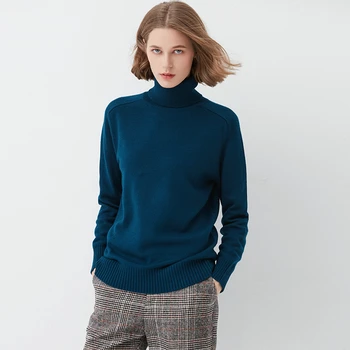 MIERU OVCE zimný sveter ženy s vysokým krku cashmere pulóver ženy lenivý voľné krátke sveter hrubé pletené klesnutie vlna tričko