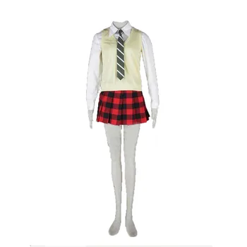 Anime Soul Eater Maka Albarn ženy muži Cosplay Kostým Halloween Cosplay Celý Set top+vesta+kravatu+sukňa+kabát Poslať rukavice a parochňu