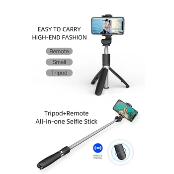 Mini Telefón Statív S Bluetooth Diaľkové Ovládanie Selfie Stick pre iPhone Statív Telefón Gopro Šport Svetlo Fotoaparátu Monopod s Klip