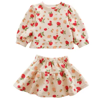 Mihkalev Baby Girl Jeseň 2020 Oblečenie Set Pre Deti 2Pieces Jeseň Oblečenie Nastaviť Dlhý Rukáv Tričko A Sukňa Deti Oblečenie Set