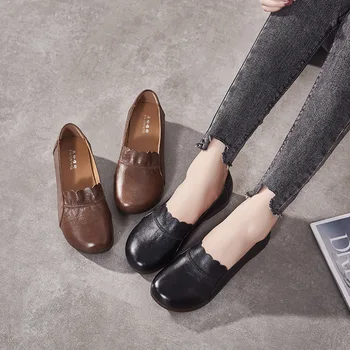 GKTINOO 2020 Nové Originálne Kožené Oxford Topánky Pre Ženy Ploché Topánky Chaussures Femme Retro Ručné Pošmyknúť Na Bežné Topánky Ženy