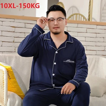Muži Pyžamo Súpravy bavlna príležitostné voľné domov sleepwear veľké veľkosti 8XL 9XL 10XL Pijamas Pohodlné nadrozmerné oblečenie pre voľný čas 150KG 60