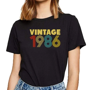 Topy T Shirt Ženy 32. narodeniny ročník 1986 Hip Hop Vintage Bavlna Žena Tričko