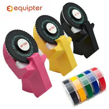 Motex E101 Ručná tlačiareň štítkov DIY Strane Ozdobné Pásky, Ručné Stroji Zmiešané 9mm multicolors 3D Razba Štítok Pásky