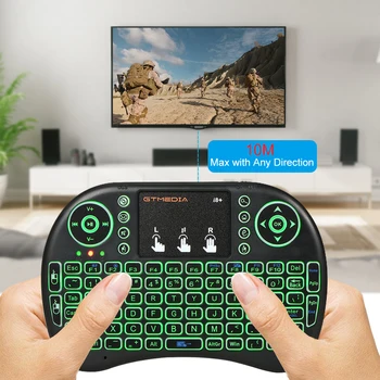 GT Media i8+ klávesnica s podsvietením anglický ruský španielsky Vzduchu Myš 2,4 GHz Bezdrôtová Klávesnica Touchpad Ručné pre TV Box VOP GTS