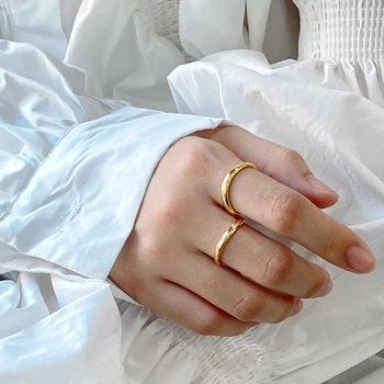 Silvology 925 Sterling Silver Elegantné Krivky Prstene pre Ženy Minimalistický Lesklý Line Krúžky 925 Žena Temperament Šperku