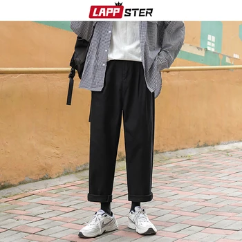 LAPPSTER Mužov kórejský Módy Hárem Nohavice Širokú Nohu Joggers 2020 Mens Black Voľné Tepláky Japonskom Štýle Rovné nohavice Nohavice