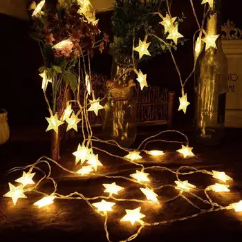 LEADLY LED Reťazec Svetlo Kolo Žiarovka Teplé Lampa Pre Domáce Vianočné Svadobné Party Dekorácie Napájaný Batériou Snowflake Star Light