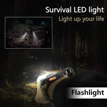 Tiesňové Paracord Survival Náramok s Nabíjateľnou SOS LED Svetlo, Píšťalka, Kompas Infračervené Laserové pre Outdoorové potreby na Kempovanie Turistika