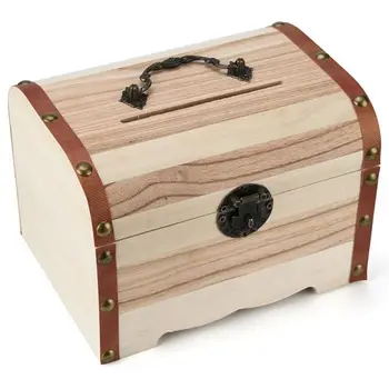 1PC Drevené Prasiatko Safe Money Box Úspory So Zámkom, drevorezbárstvo Ručné Mince úložný box Vysokej Kvality