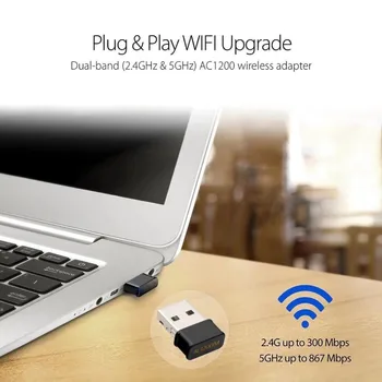 HORÚCE Mini USB Adaptéra WiFi 802.11 AC hardvérového kľúča Sieťová Karta 1200Mbps 2.4 G & 5G dvojpásmový Bezdrôtový Wifi Prijímač pre Notebook Ploche