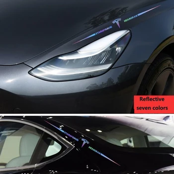 Auto upravené auto logo nálepky prispôsobené telo anti-scratch a 3D stereo nálepky 65 CM laser reflexné samolepky pre Tesla