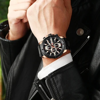 CURREN Šport Quartz pánske Hodinky Nové Luxusné Módne Nerezové náramkové hodinky Chronograf Hodinky pre Mužov Hodiny Reloj Hombres