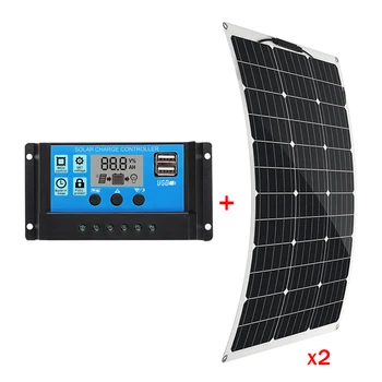 Vonkajšie Solárny Panel 300W 18V Semi-flexibilné Monokryštalické Solárne DIY Vodotesný Kábel Nabíjačka+40A Conrtoller