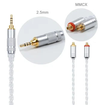 NiceHCK MMCX/Konektor 2Pin 4.4/3.5/2.5 mm Vyvážené 4-core Silver Plated Kábel Pre SE846 ZS10 ZS6 TFZ NiceHCK HK6 HK8 Č Ucho