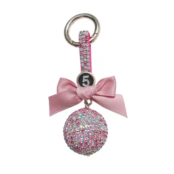 Elegantné Roztomilý Drahokamu Crystal Ball Keychain Kožený Remienok Bowknot Auto Key Chain Bag Kúzlo Prívesok Kľúča Držiteľa Šperky Llavero