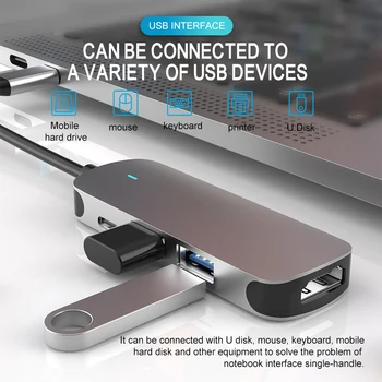 Usb c, HDMI 4K TYP C HUB 3.0 DP multi funkcia hub 4 v 1 je rozšírenie dock adaptér kariet Audio Video pre MacBook Pro OTG