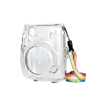 Ochranné Jasné Prípade Crystal Fotoaparát Prípade s Nastaviteľným Rainbow Ramenný Popruh pre Fujifilm Instax Mini 11