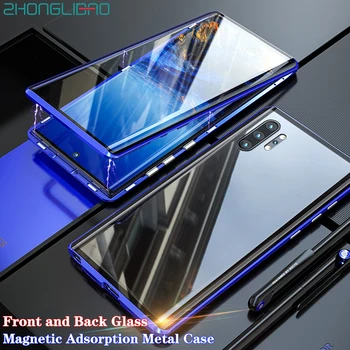 Screen Protector puzdro pre Samsung Galaxy Note 10 Plus Poznámka 10 10+ Pro Predné Zadné Zakrivené Sklo, Magnetické Adsorpcie Kovový Kryt