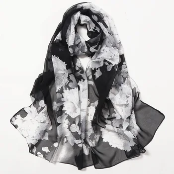 2020 NOVÉ Pláži kvetina tlače Georgette šifón šatka hodvábna námestie hidžáb pohode šatkou dámy foulard femme Šatky na vlasy bufanda mujer
