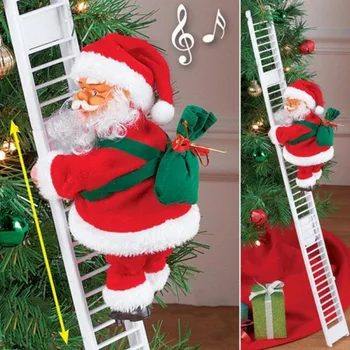 Santa Claus Elektrické Lezenie Na Rebrík Hračka Vianočné Dekorácie Na Vianočný Strom Vnútorné Vonkajšie Steny Okna Visí Ozdoba Interiéru