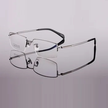 šírka-140 čistého titánu okuliare muž rámy okuliarov obchodné muž krátkozrakosť predpis pol-rim značky okuliare rám