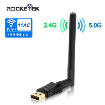 Rocketek 600Mbps Dual Band Wireless Lan USB WiFi adaptér RTL8188CU Wi-Fi Ethernet Prijímač, Antény, Dongle 2.4 G 5G na Pc Windows